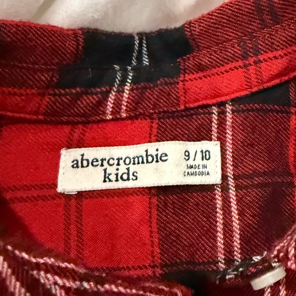 Abercrombie Kids Red Plaid Button-Up Shirt Size 9/10 - Long Sleeve Flannel - Picture 5 of 9